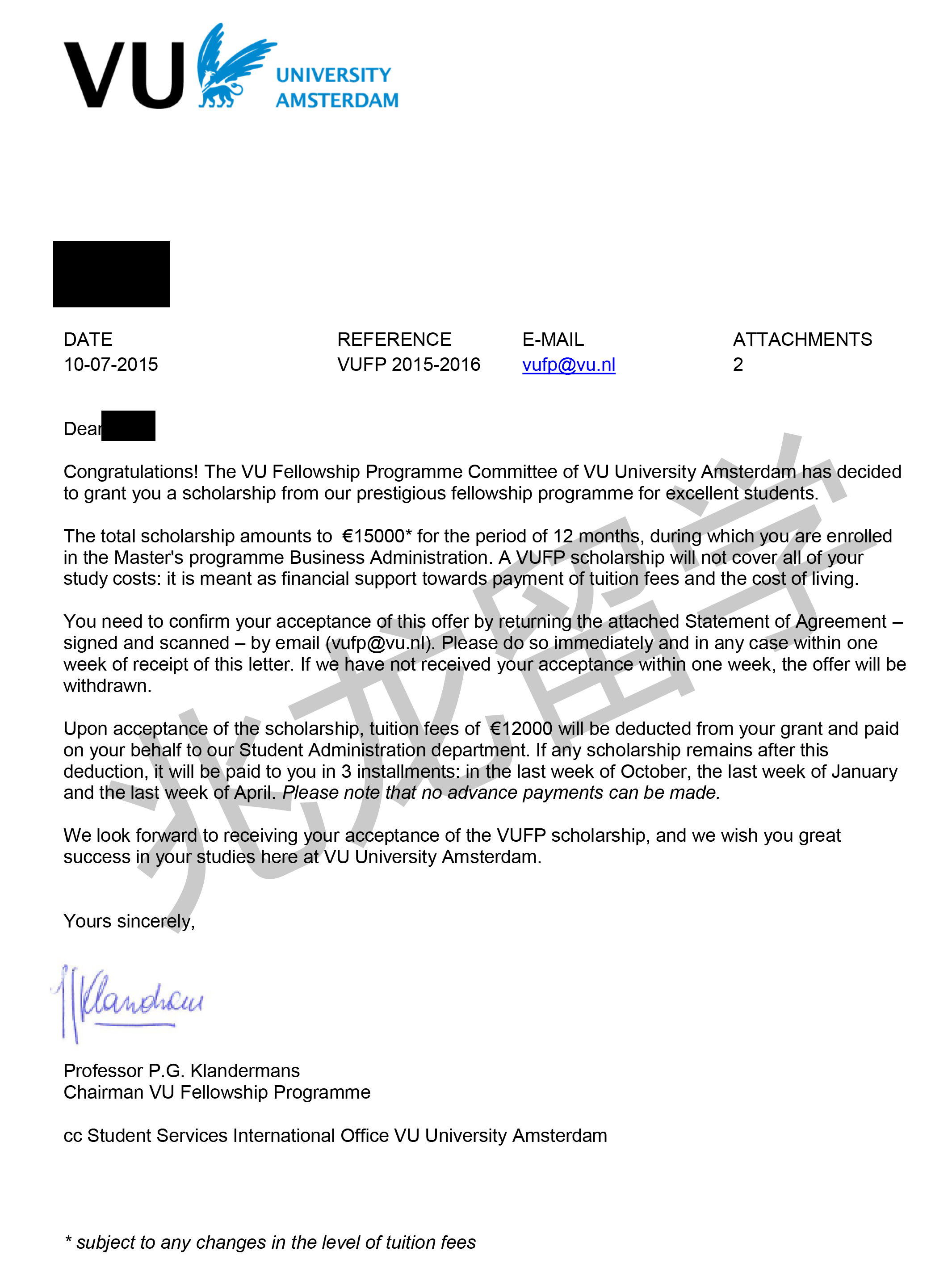 李同学获得阿姆斯特丹自由大学奖学金.jpg